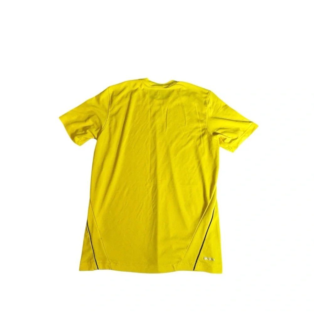 Adidas Climalite Shirt Mens Medium Yellow Athletic Tee Soccer Training